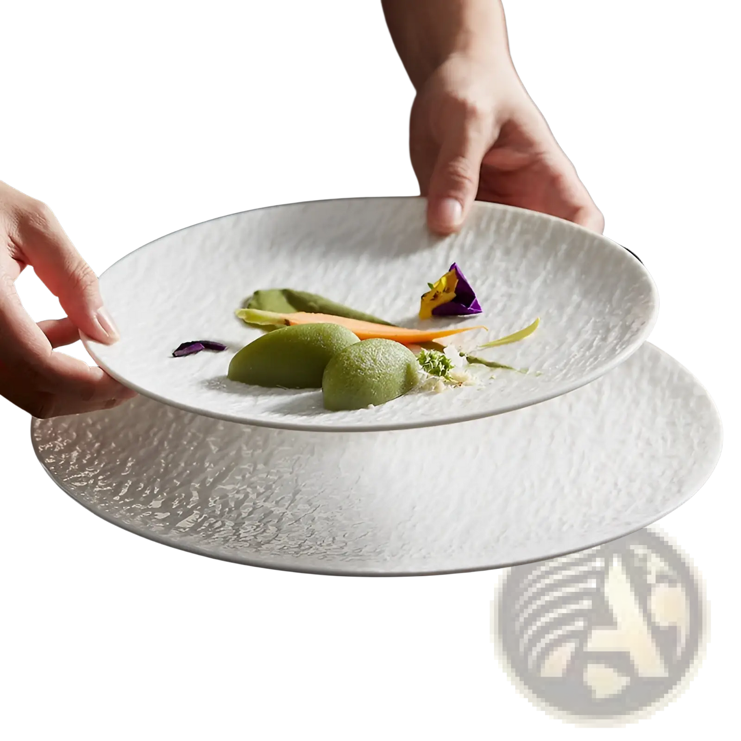 Textured Ceramic Round Plate Nordic Rock Pattern