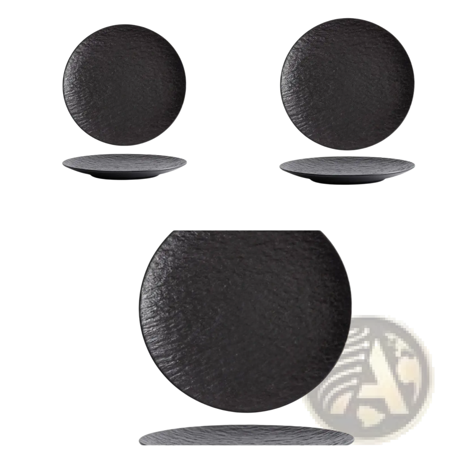 Textured Ceramic Round Plate Nordic Rock Pattern