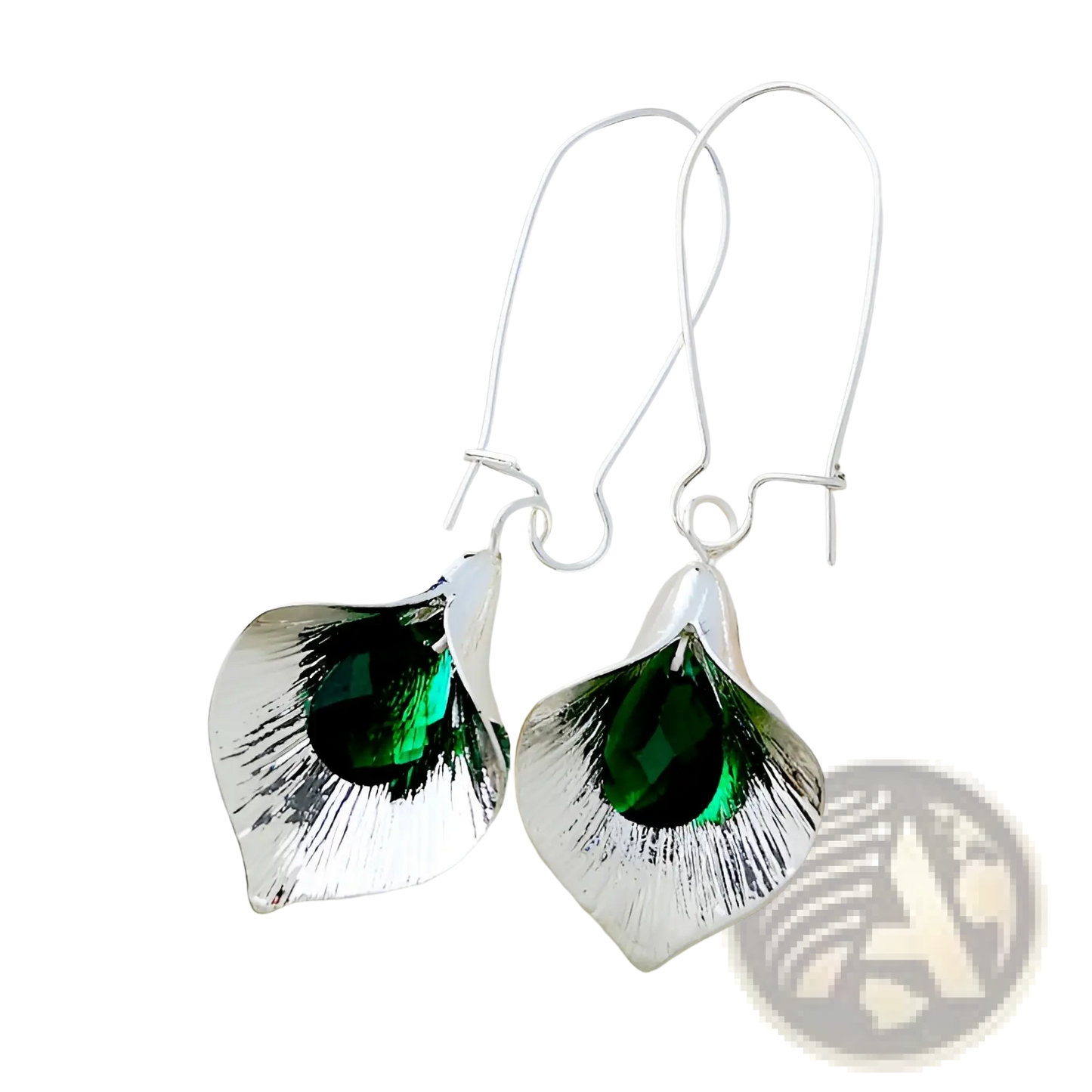 Textured Silver Orchid Crystal Drop Earrings