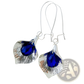 Textured Silver Orchid Crystal Drop Earrings