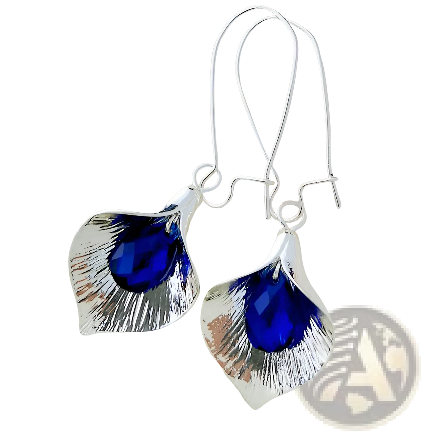 Textured Silver Orchid Crystal Drop Earrings