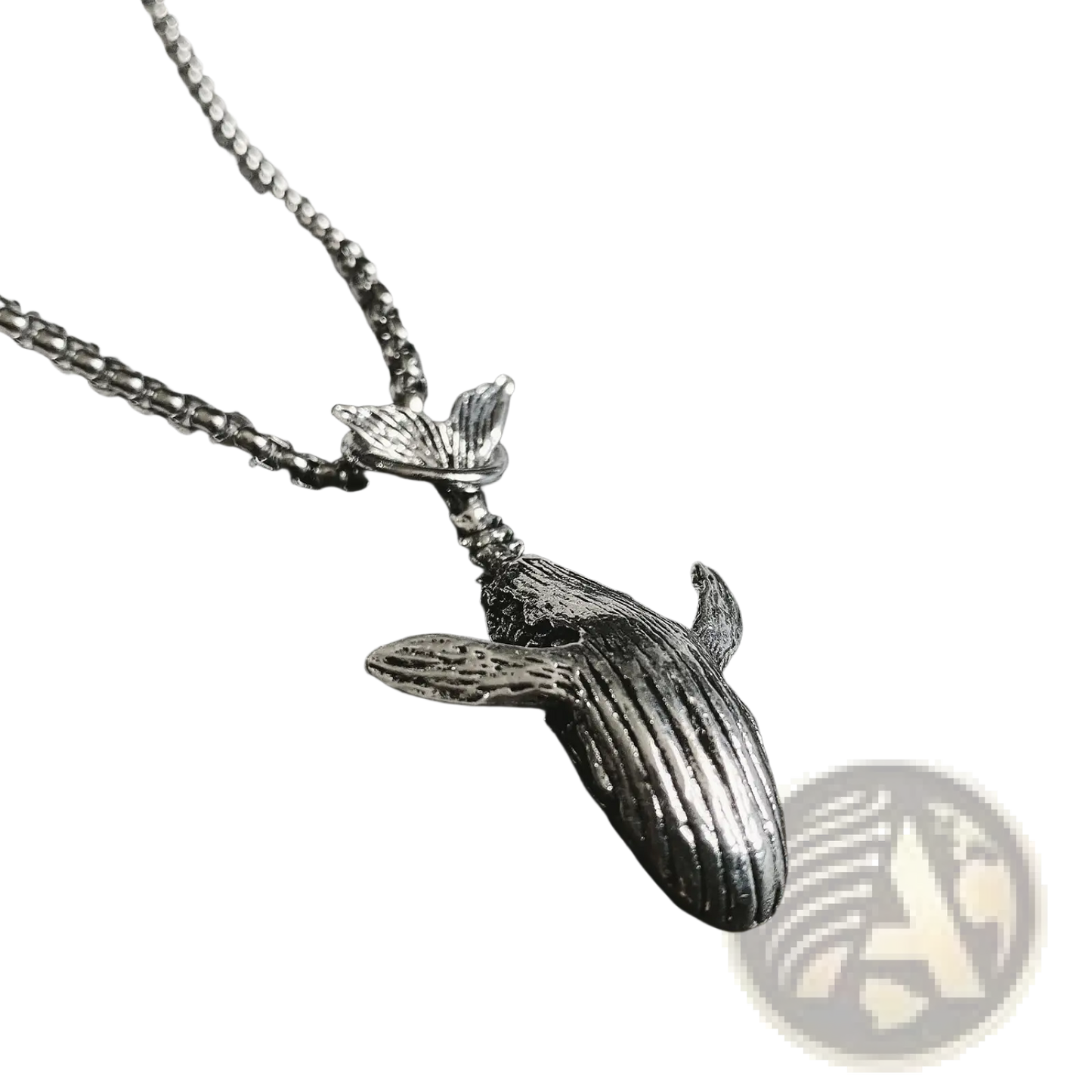 Textured Silver Whale Pendant Hip Hop Titanium Steel Necklace