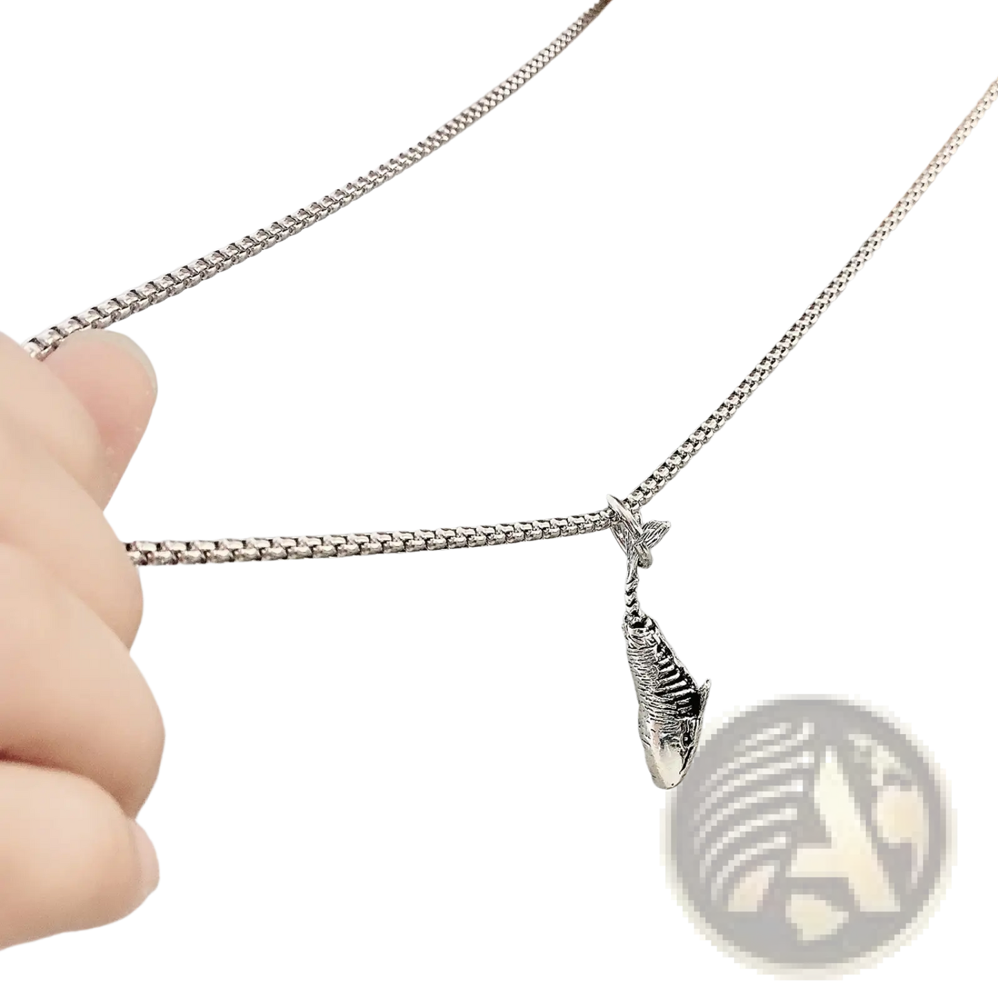 Textured Silver Whale Pendant Hip Hop Titanium Steel Necklace