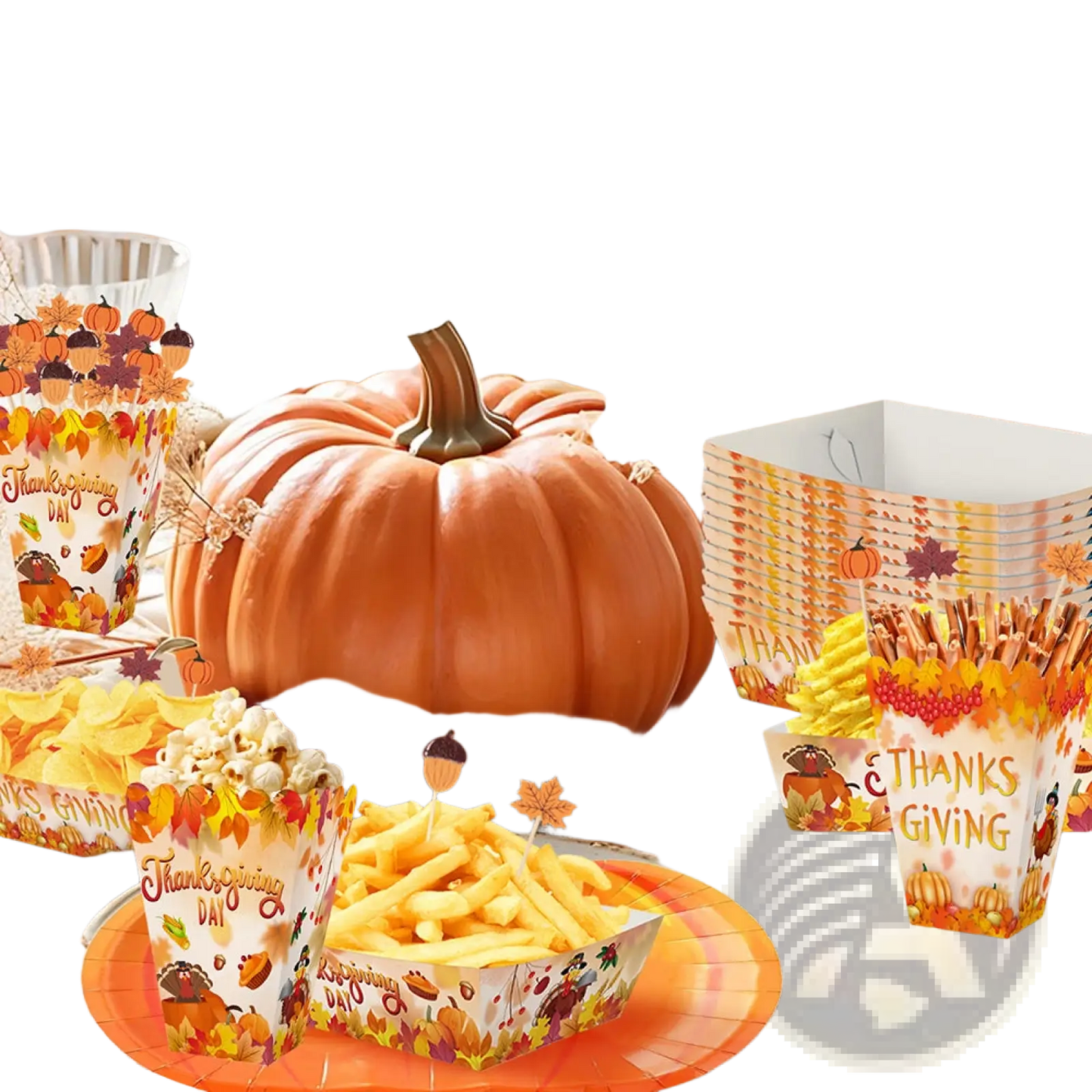 Thanksgiving Pumpkin Paper Plates and Tableware Set