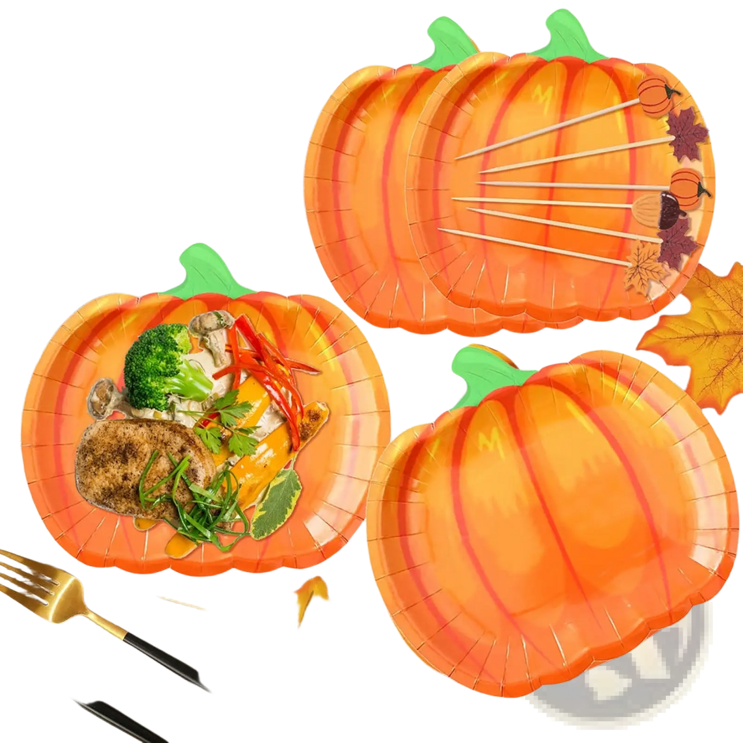 Thanksgiving Pumpkin Paper Plates and Tableware Set