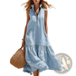 Tiered Sleeveless Maxi Dress with Zipper Neckline