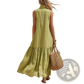 Tiered Sleeveless Maxi Dress with Zipper Neckline