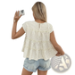 Tiered Striped Ruffle Hem Blouse in Beige