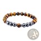 Tiger Eye and Magnetic Obsidian Beaded Elastic Bracelet