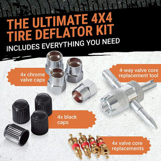 Tire Pressure Gauge (0-60 PSI) Heavy Duty, with Custom Foam Case, Chrome Caps & Valve Core Repair Tool, Rapid Air Pressure Gauge, Tire Deflators Offroad Accessories, 4x4 Tires