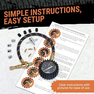 Tire Pressure Gauge (0-60 PSI) Heavy Duty, with Custom Foam Case, Chrome Caps & Valve Core Repair Tool, Rapid Air Pressure Gauge, Tire Deflators Offroad Accessories, 4x4 Tires