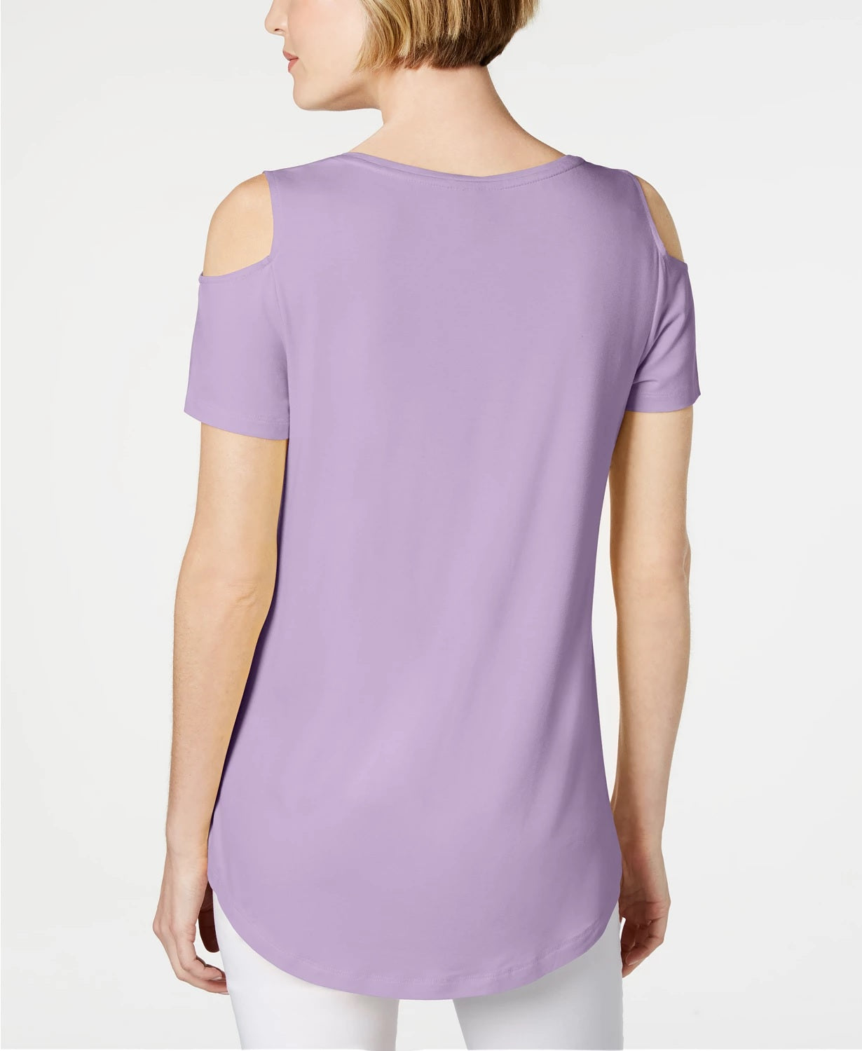 JM Collection Women's Cold-Shoulder Swing T-Shirt Med Purple Size Large
