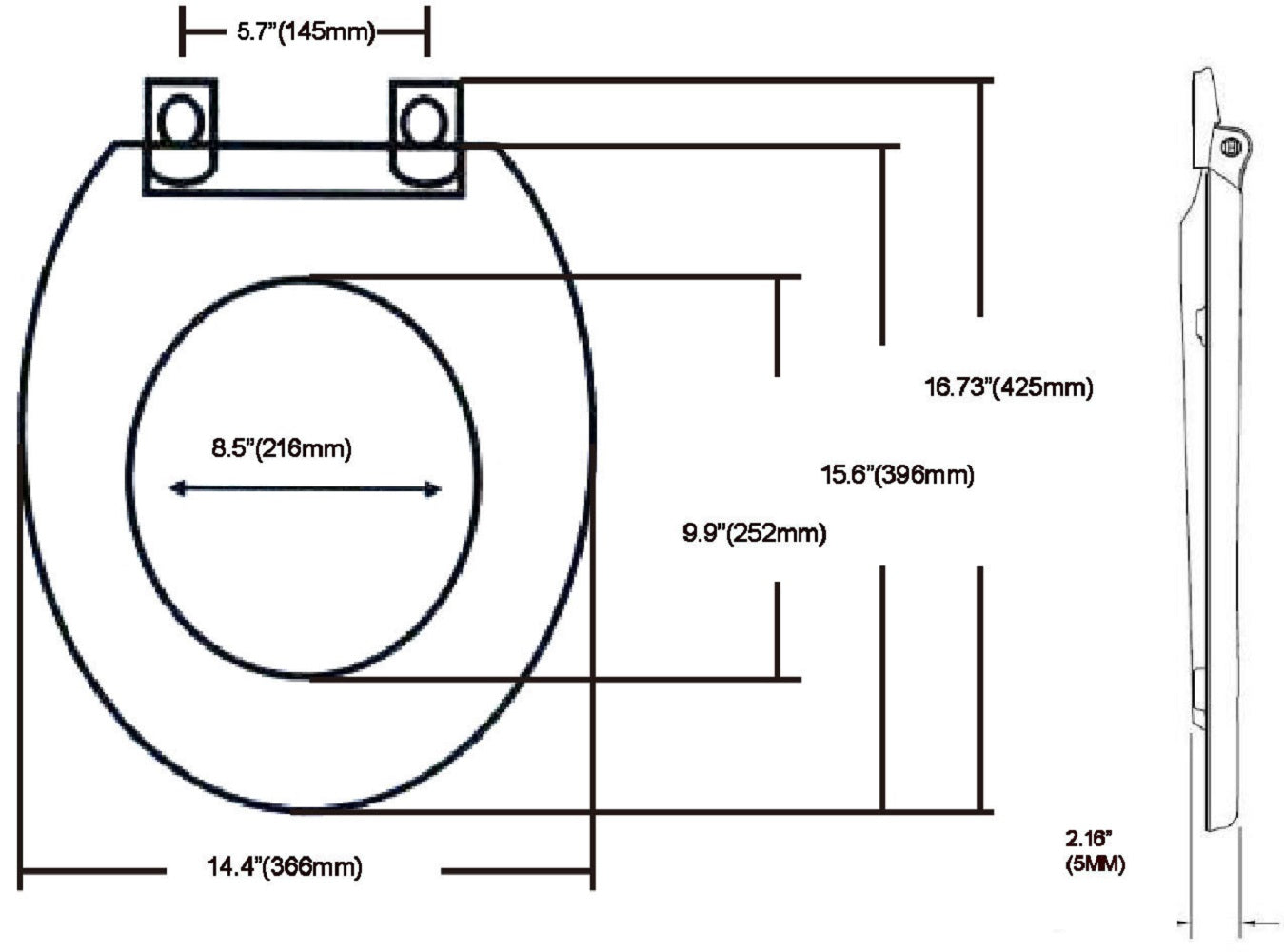 J&V Textiles Soft Round Toilet Seat With Easy Clean & Change Hinge, Padded