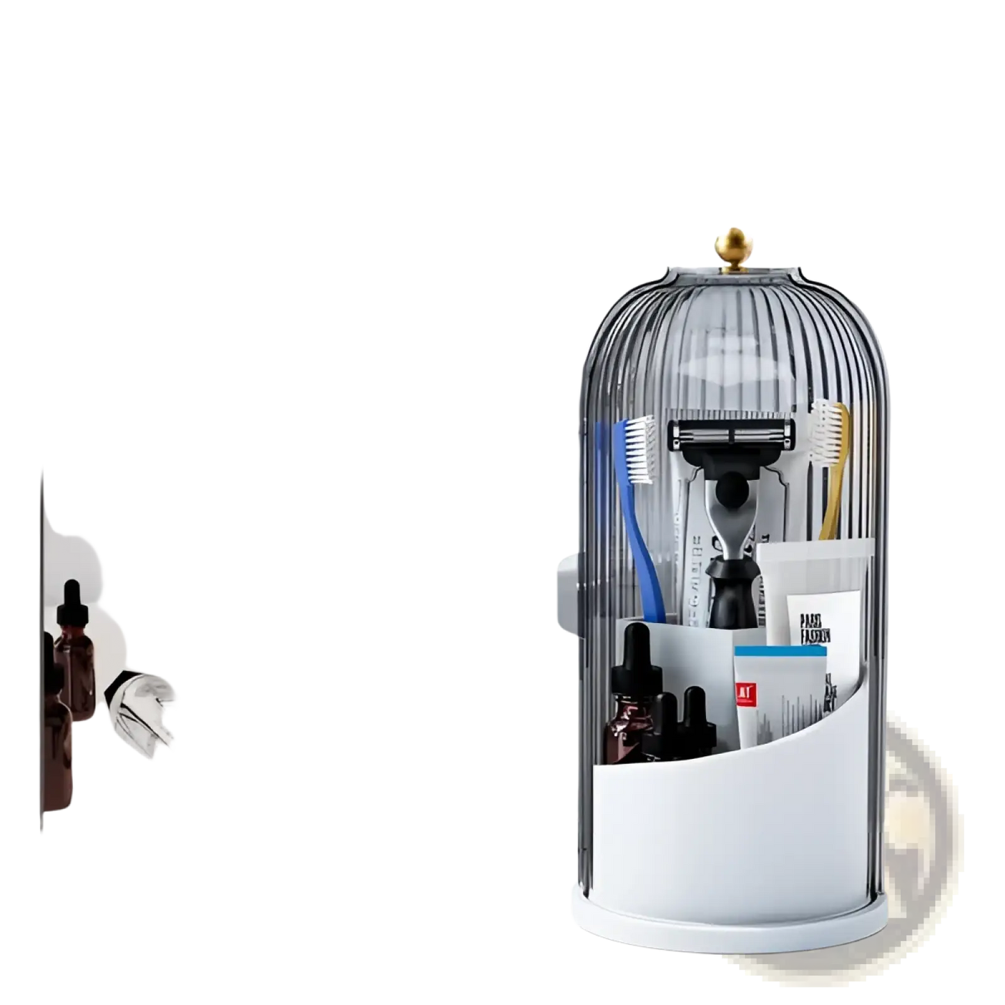 Toothbrush Holder with Sliding Cover and 3 Slots