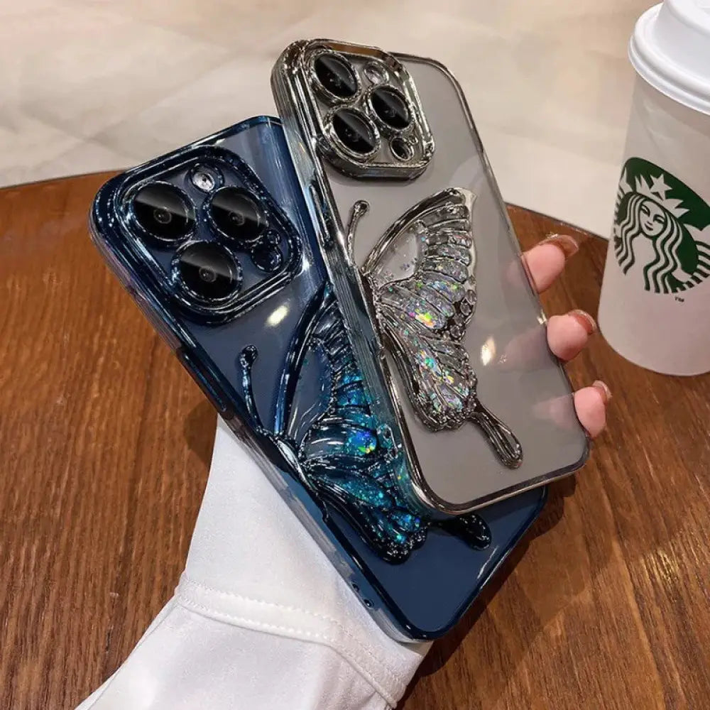 Shatterproof Quicksand Butterfly Crystal Phone Case