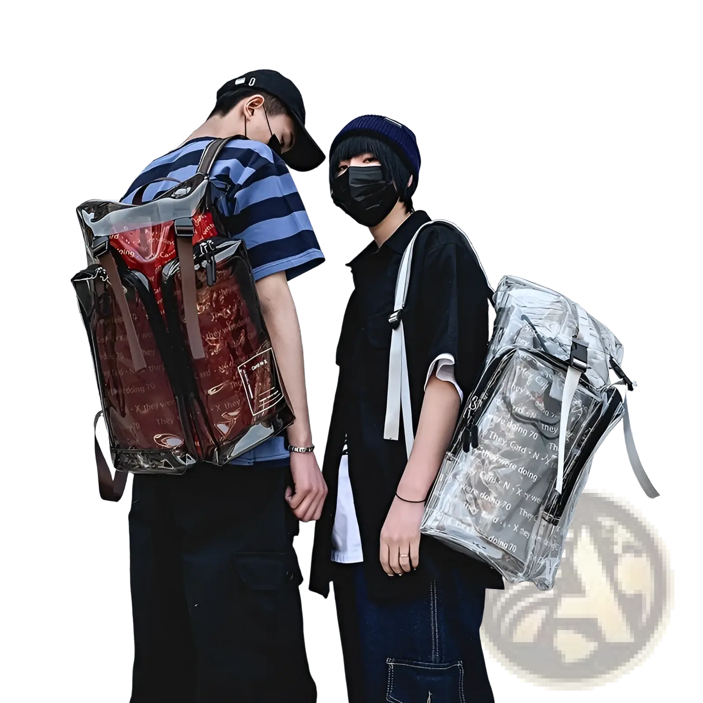Transparent Vinyl Text Print Schoolbag Backpack