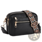Triple Zipper Floral Strap Colorblock Crossbody Bag