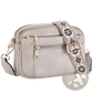 Triple Zipper Floral Strap Colorblock Crossbody Bag
