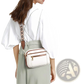 Triple Zipper Floral Strap Colorblock Crossbody Bag