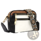 Triple Zipper Floral Strap Colorblock Crossbody Bag