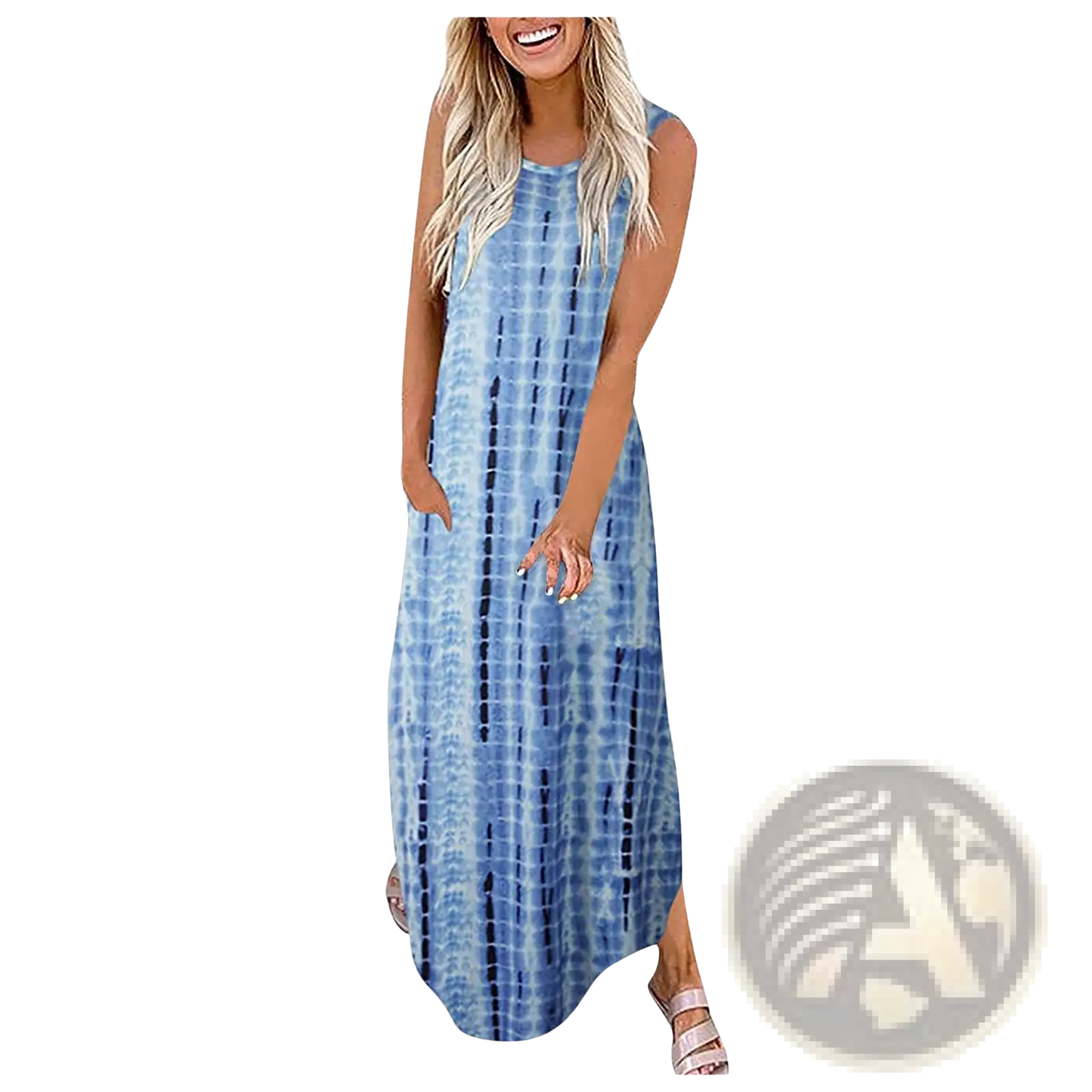 Tropical Print Sleeveless Irregular Hem Maxi Dress