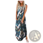 Tropical Print Sleeveless Irregular Hem Maxi Dress