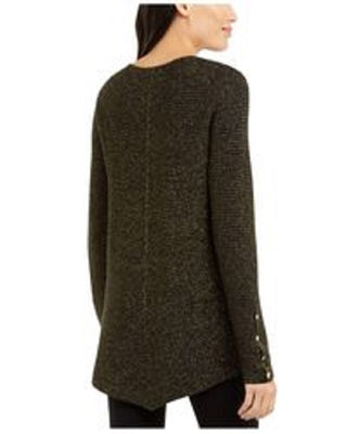 Alfani Women's Metallic Swing Sweater Black Size Petite Small