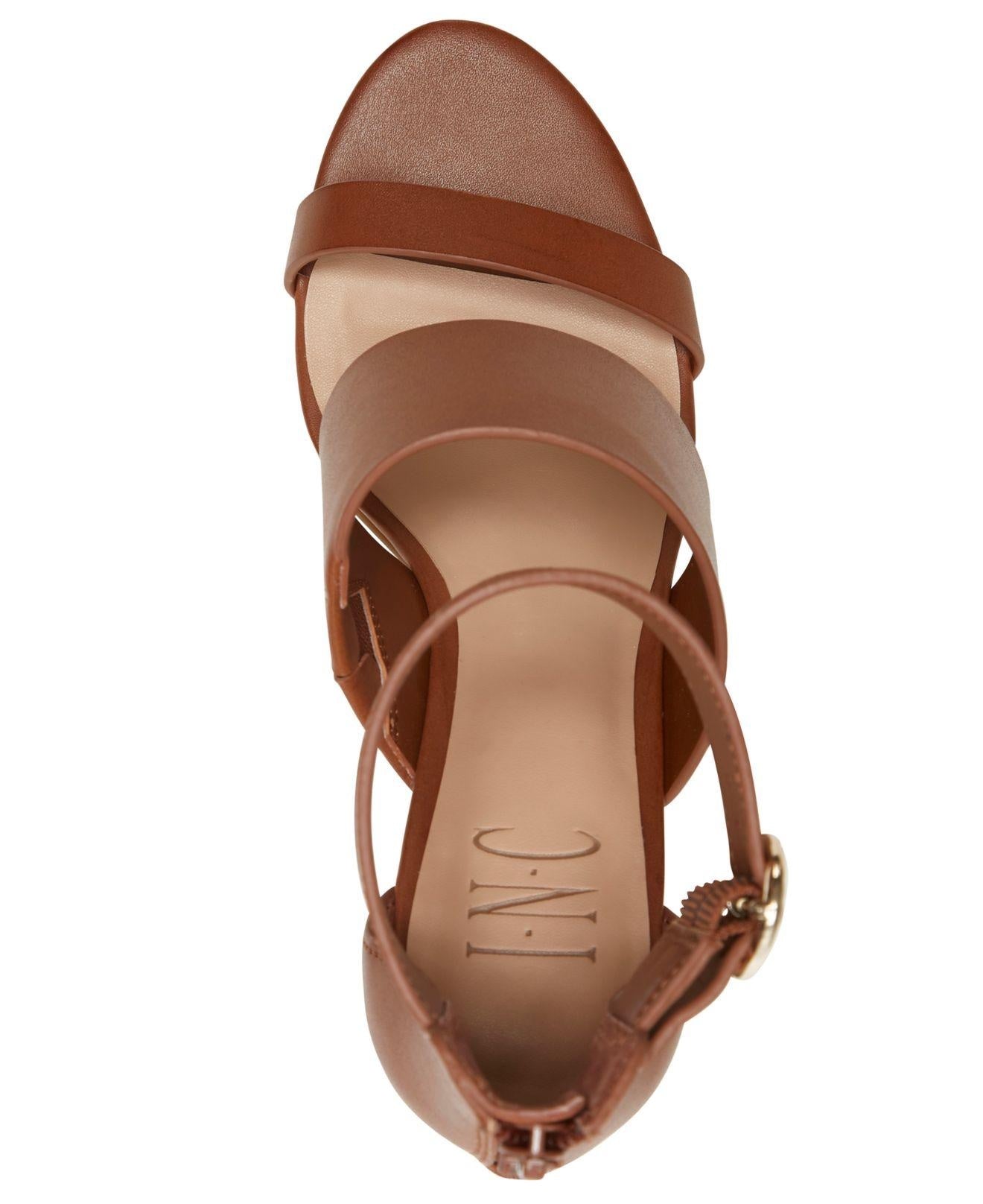 INC International Concepts Women's Gavi Strappy Cone Heel Dress Sandals Brown Size 7 M