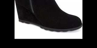 Alfani Women's Step 'N Flex Oreena Faux-Fur-Cuff Wedge Booties Black Size 10 M