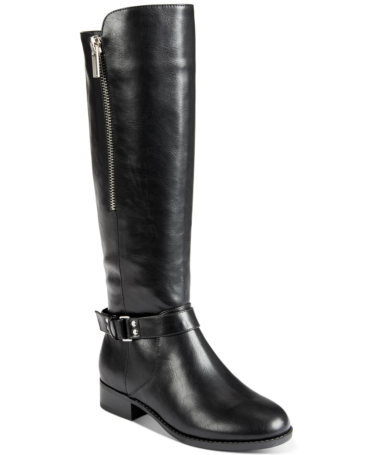 Material Girl Women's Winnnie Strap Riding Boots Black 6.5 M