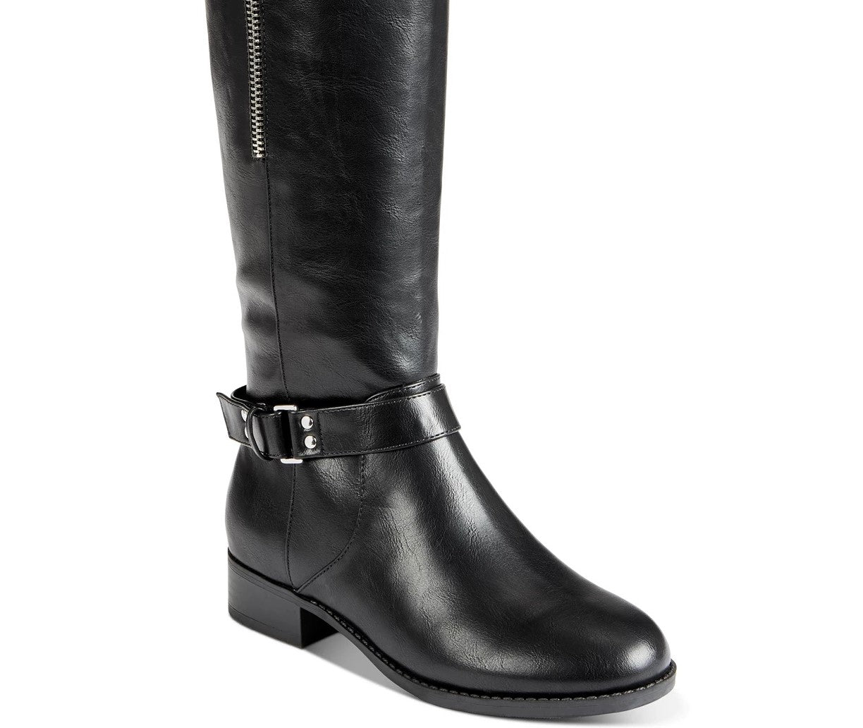 Material Girl Women's Winnnie Strap Riding Boots Black 6.5 M