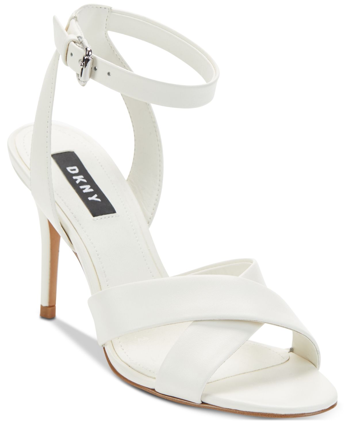 DKNY Women's Ivy Peep Toe Casual Ankle Strap Sandals White Size 9