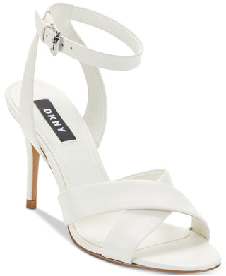 DKNY Women's Ivy Peep Toe Casual Ankle Strap Sandals White Size 9