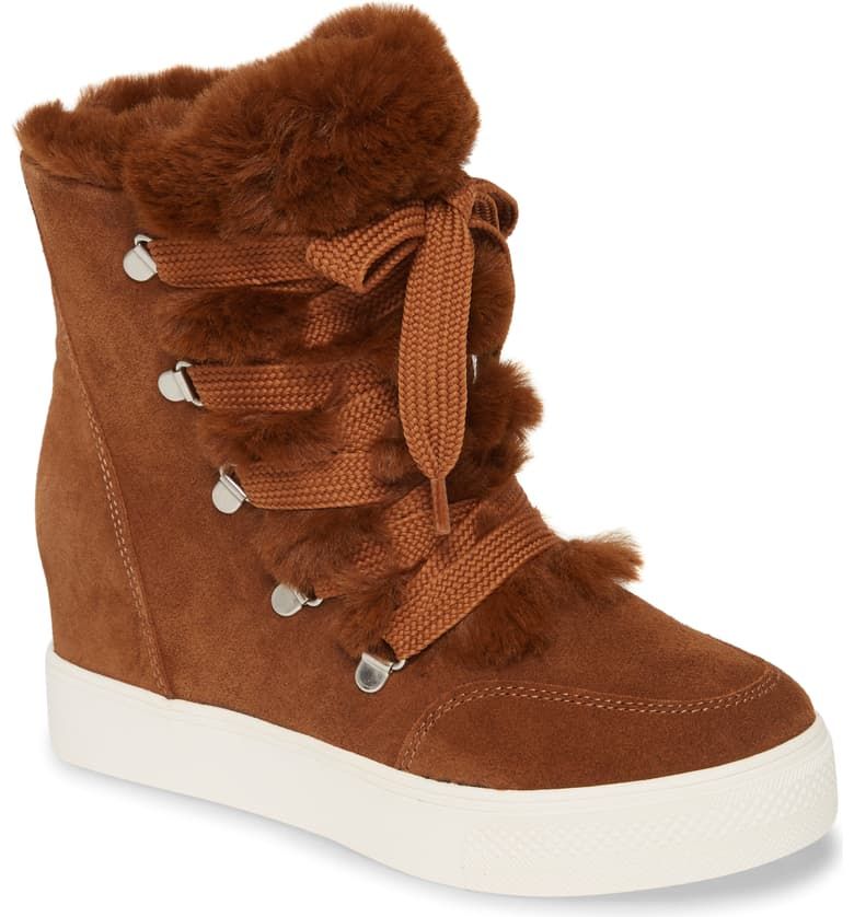 Steve Madden Women's Wharton Faux Fur Bootie Brown Size 8.5 M