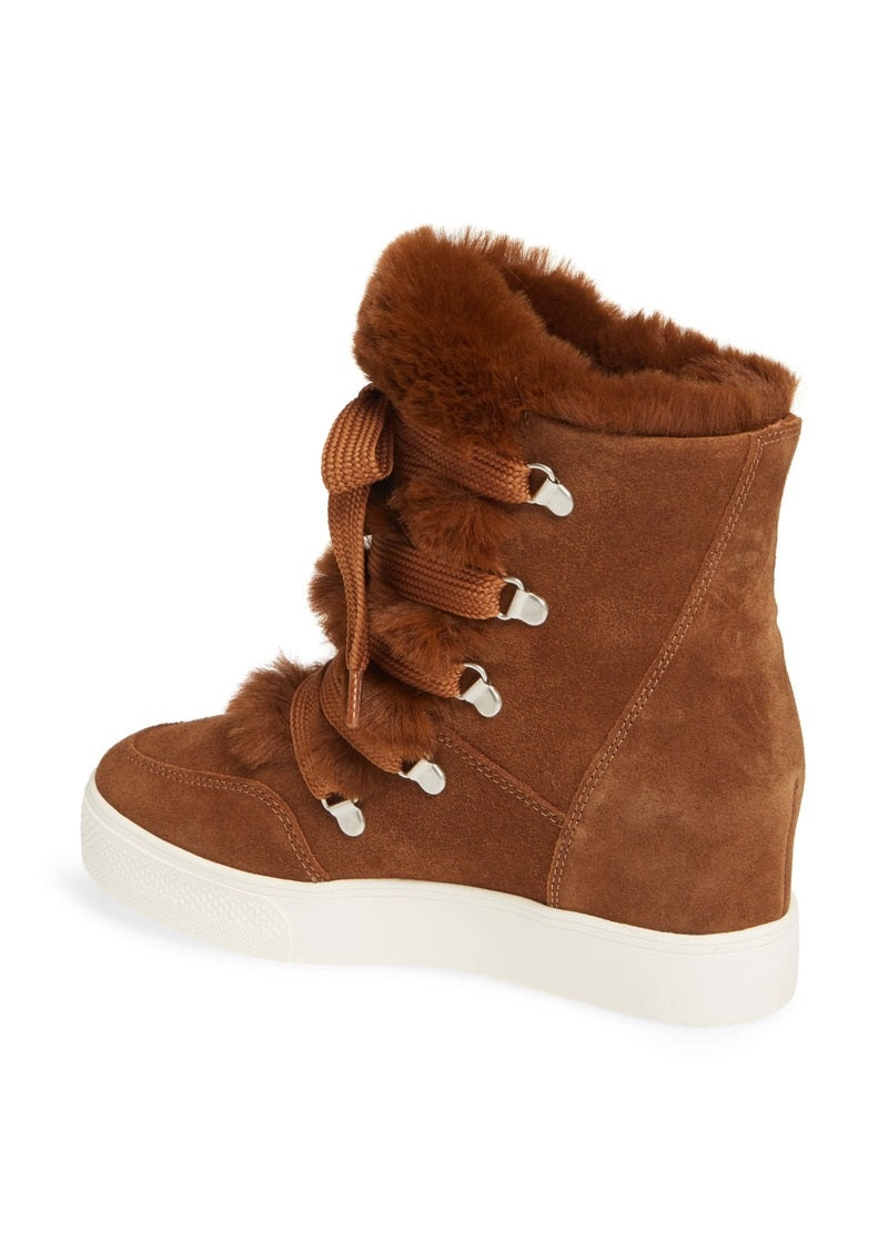 Steve Madden Women's Wharton Faux Fur Bootie Orange Size 6.5 M