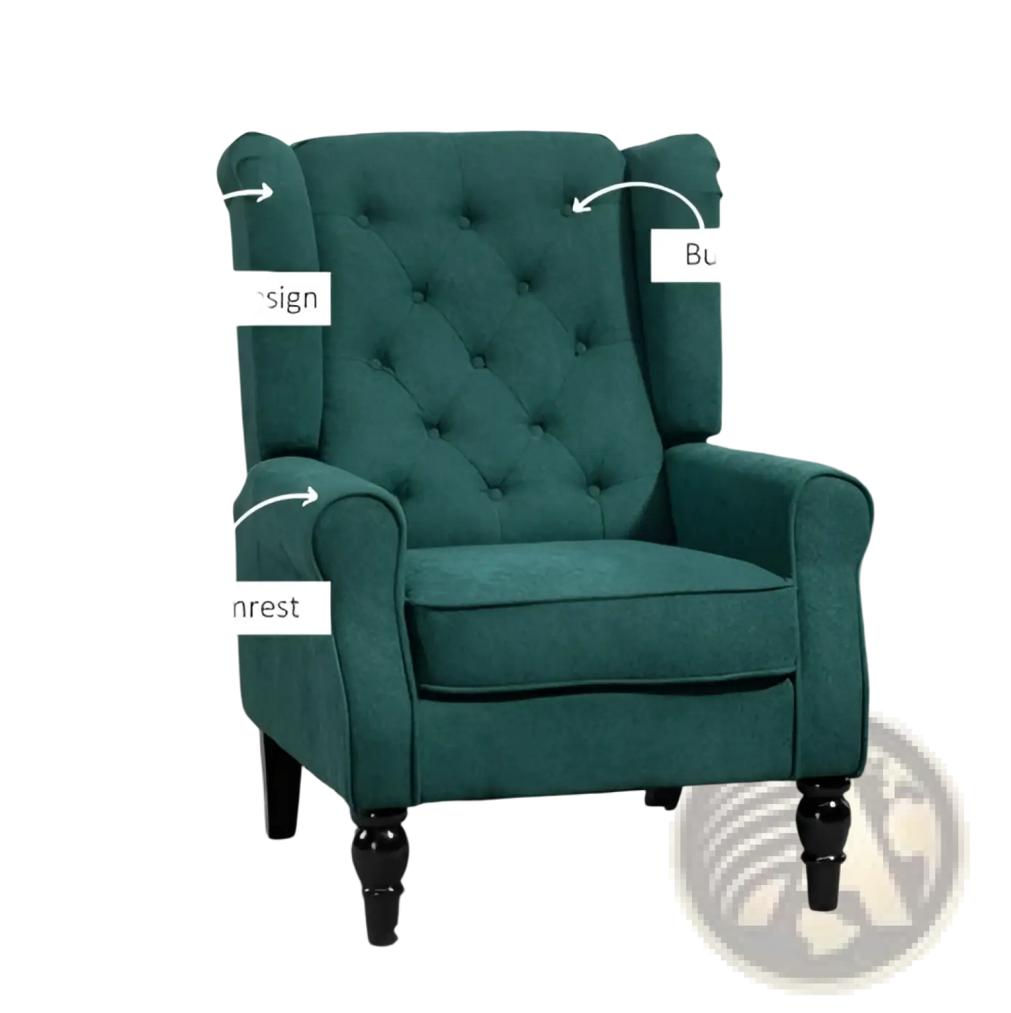 Tufted Velvet Accent Chair with Wood Legs
