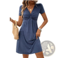 Twist Front v Neck Short Sleeve Midi Dress