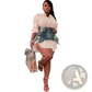 Two Piece Denim Mini Skirt and Button Up Shirt Set