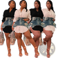 Two Piece Denim Mini Skirt and Button Up Shirt Set