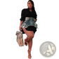 Two Piece Denim Mini Skirt and Button Up Shirt Set
