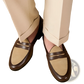 Two Tone British Style Suede Loafers with Block Heel