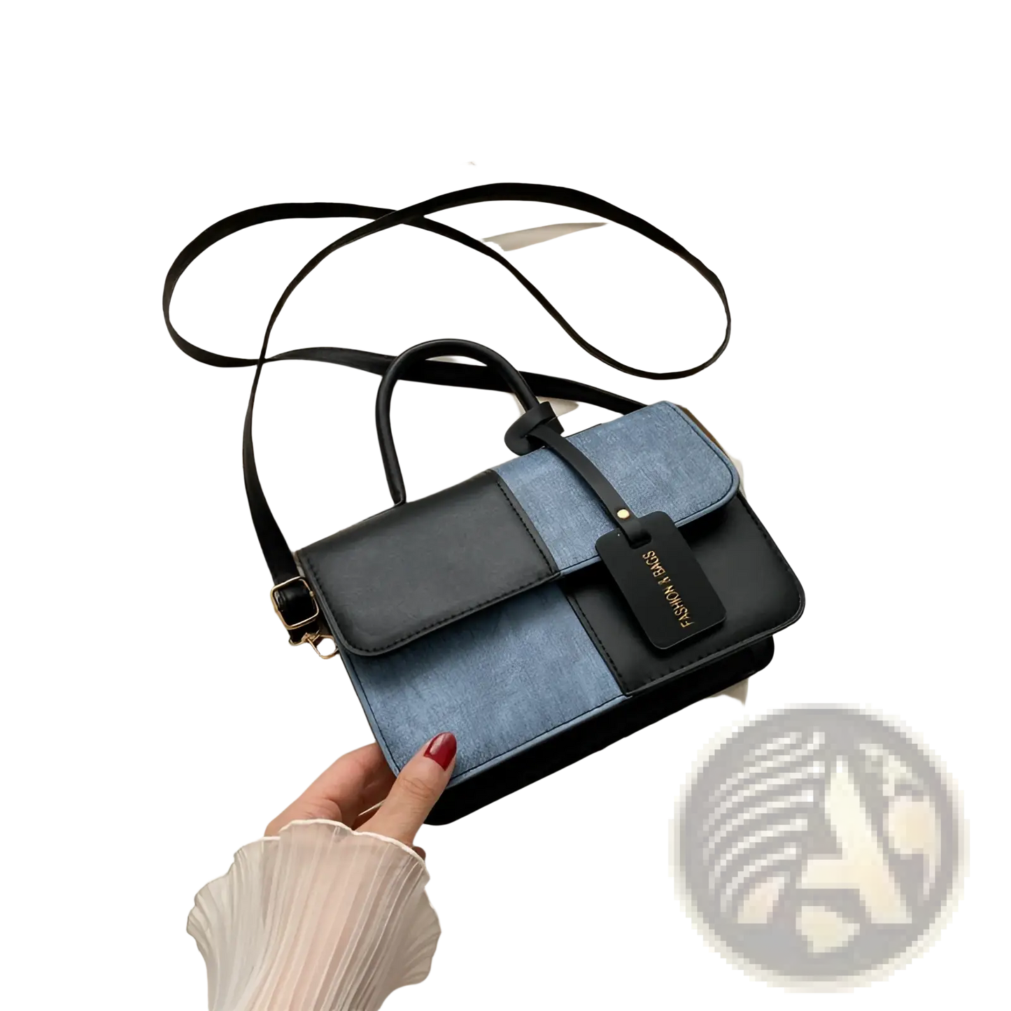 Two Tone Denim Patchwork Crossbody Bag