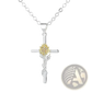 Two-tone Silver and Gold Sunflower Cross Pendant Necklace