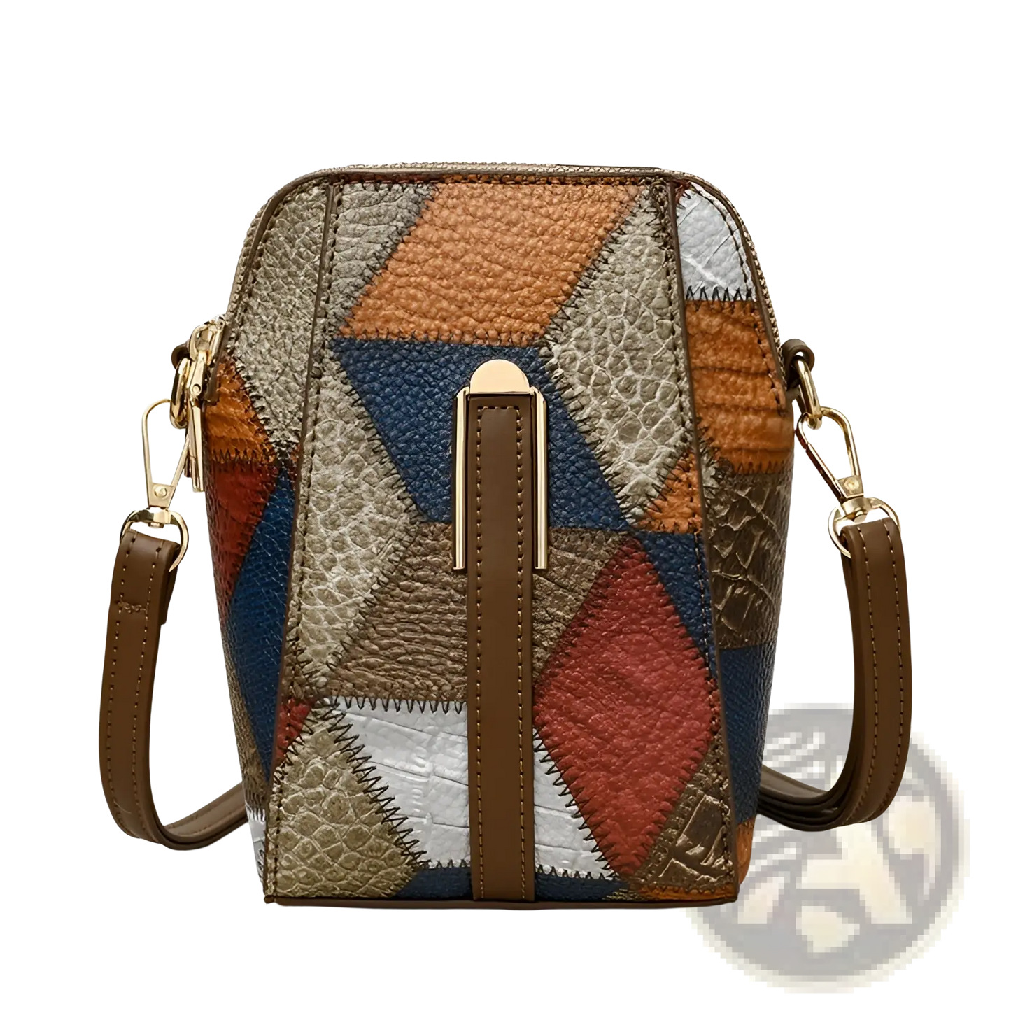 Two Tone Soft Leather Contrast Stitch Shoulder Bag