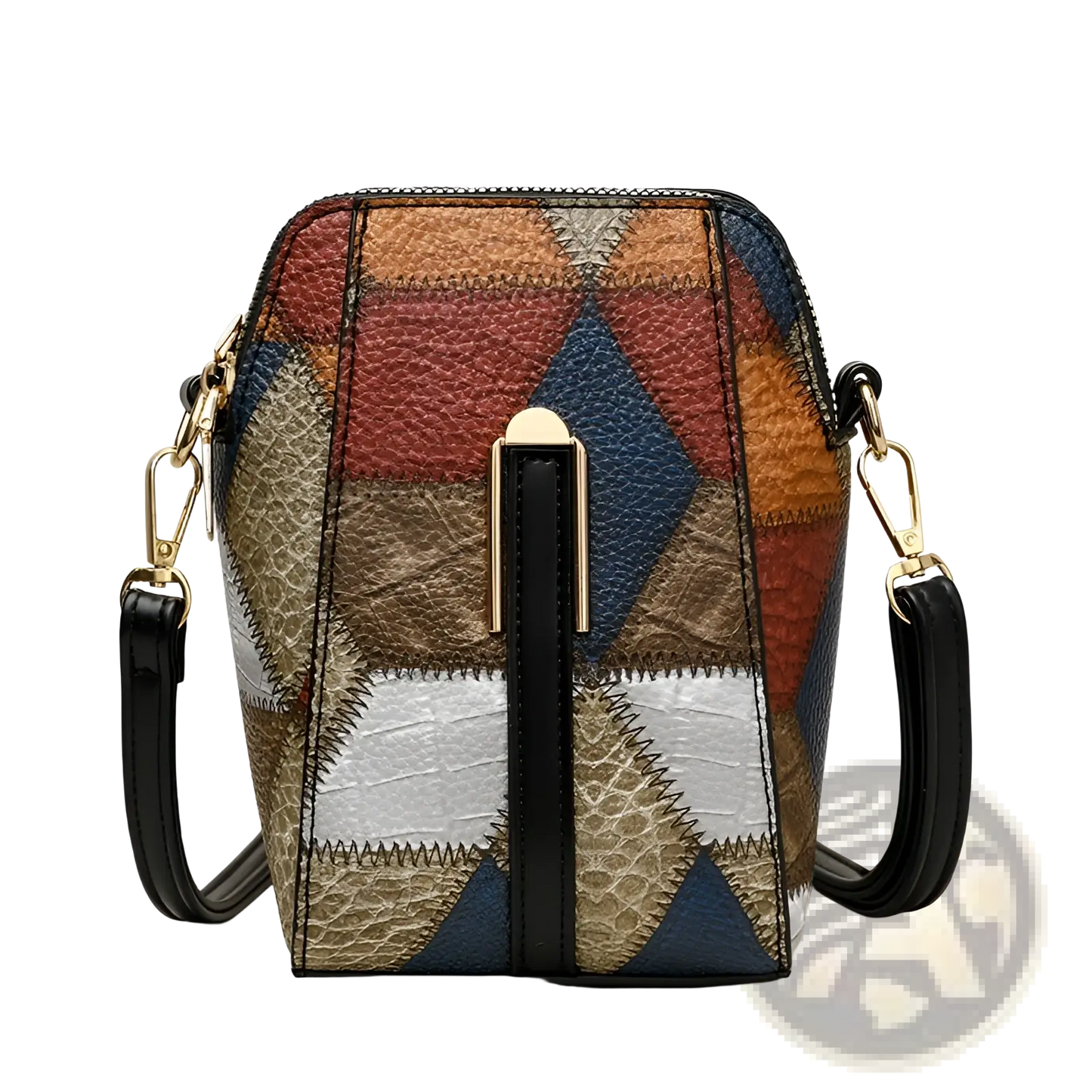 Two Tone Soft Leather Contrast Stitch Shoulder Bag