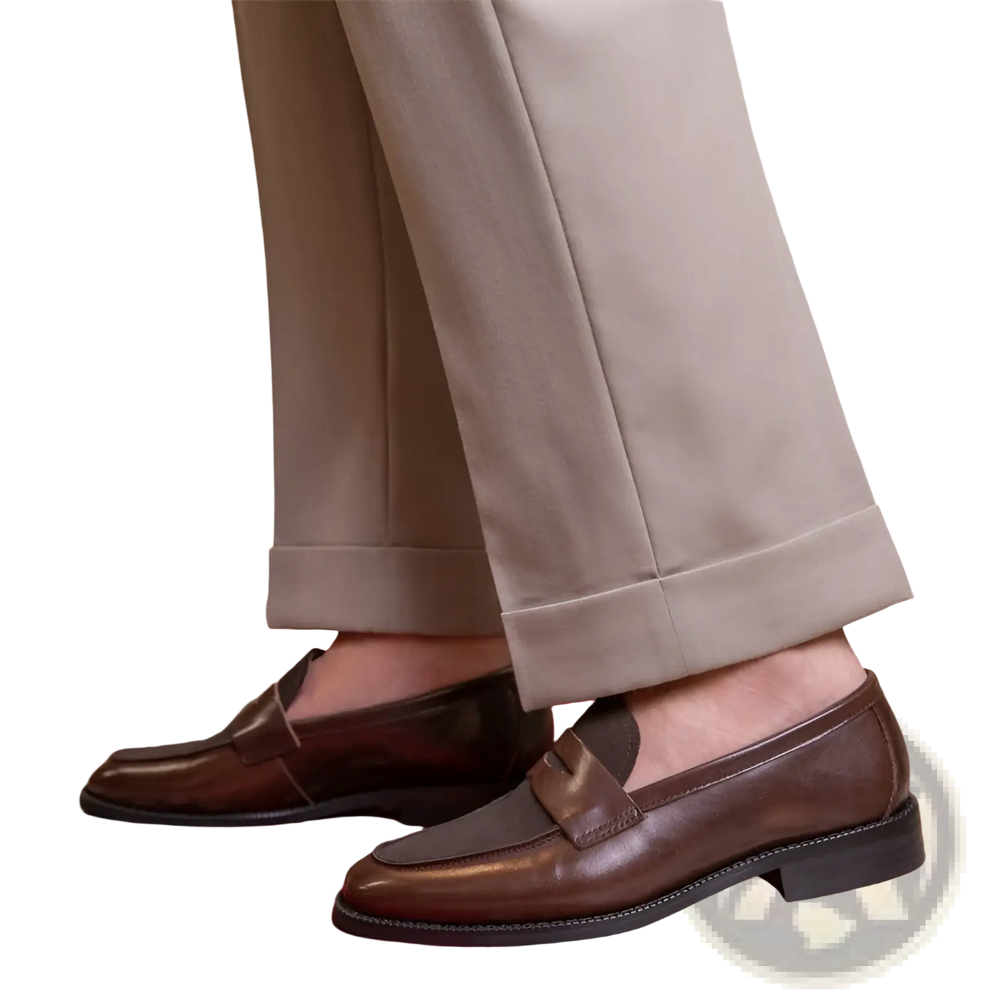 Two Tone Square Toe Leather Loafers