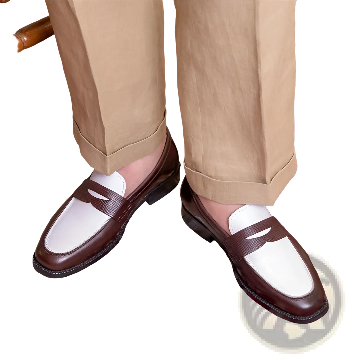 Two Tone Square Toe Leather Loafers