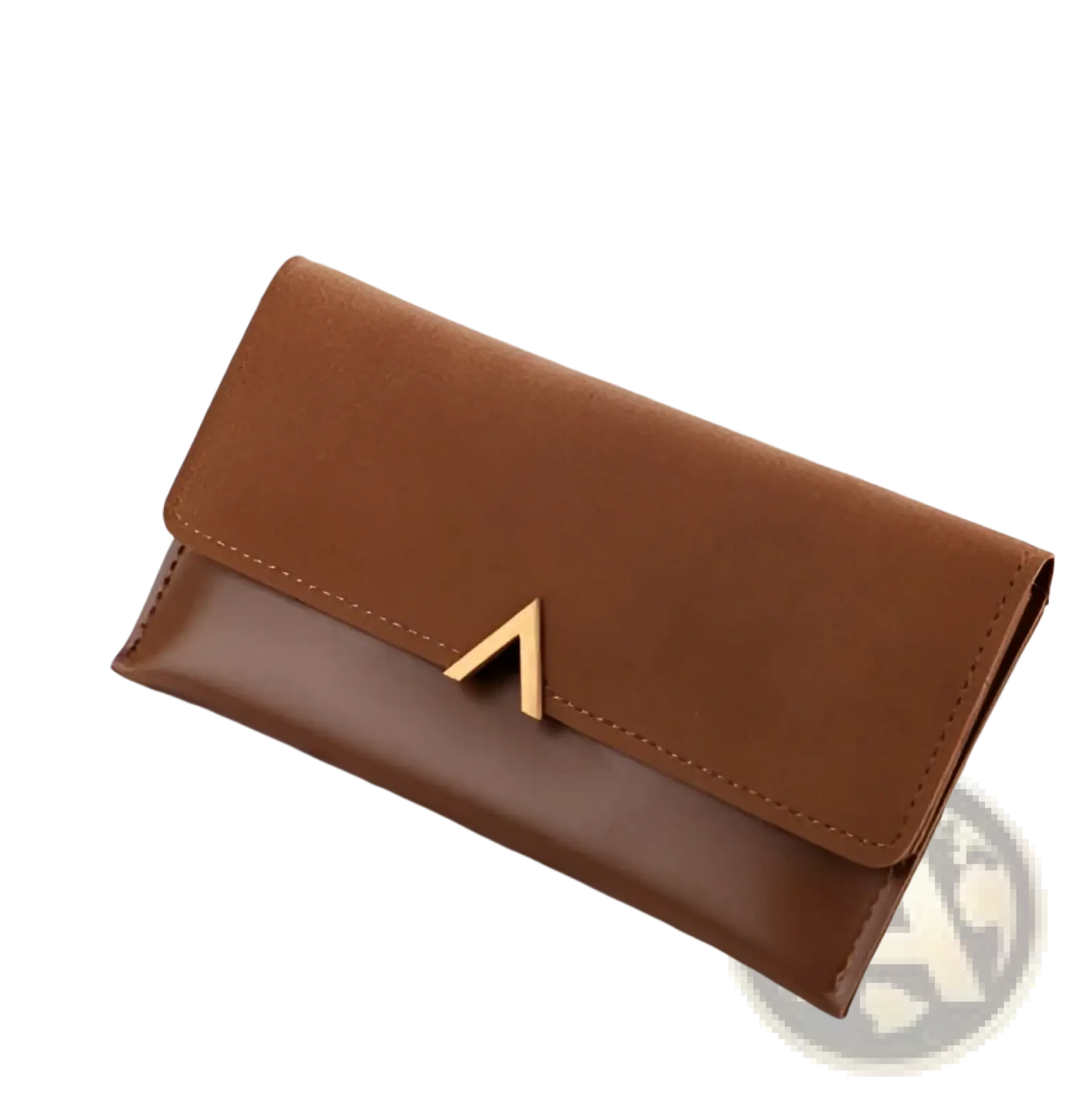 Two-tone Suede and Leather Clutch Wallet with Gold Clasp
