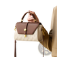 Two-tone Woven Leather Crossbody Handbag with Gold Hardware