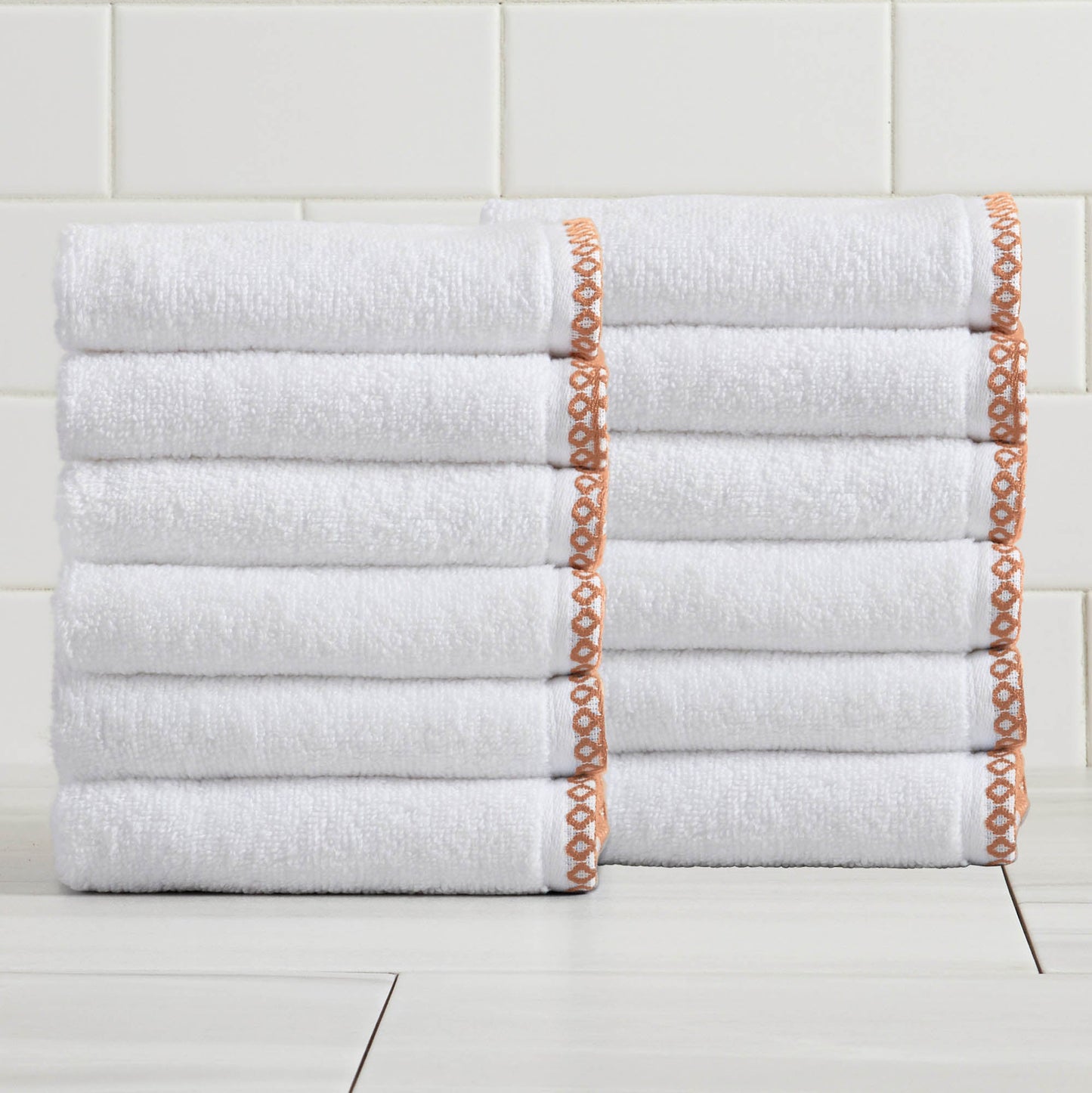 Cotton Border-Stitched 6-Piece Towel Set - Valery Collection